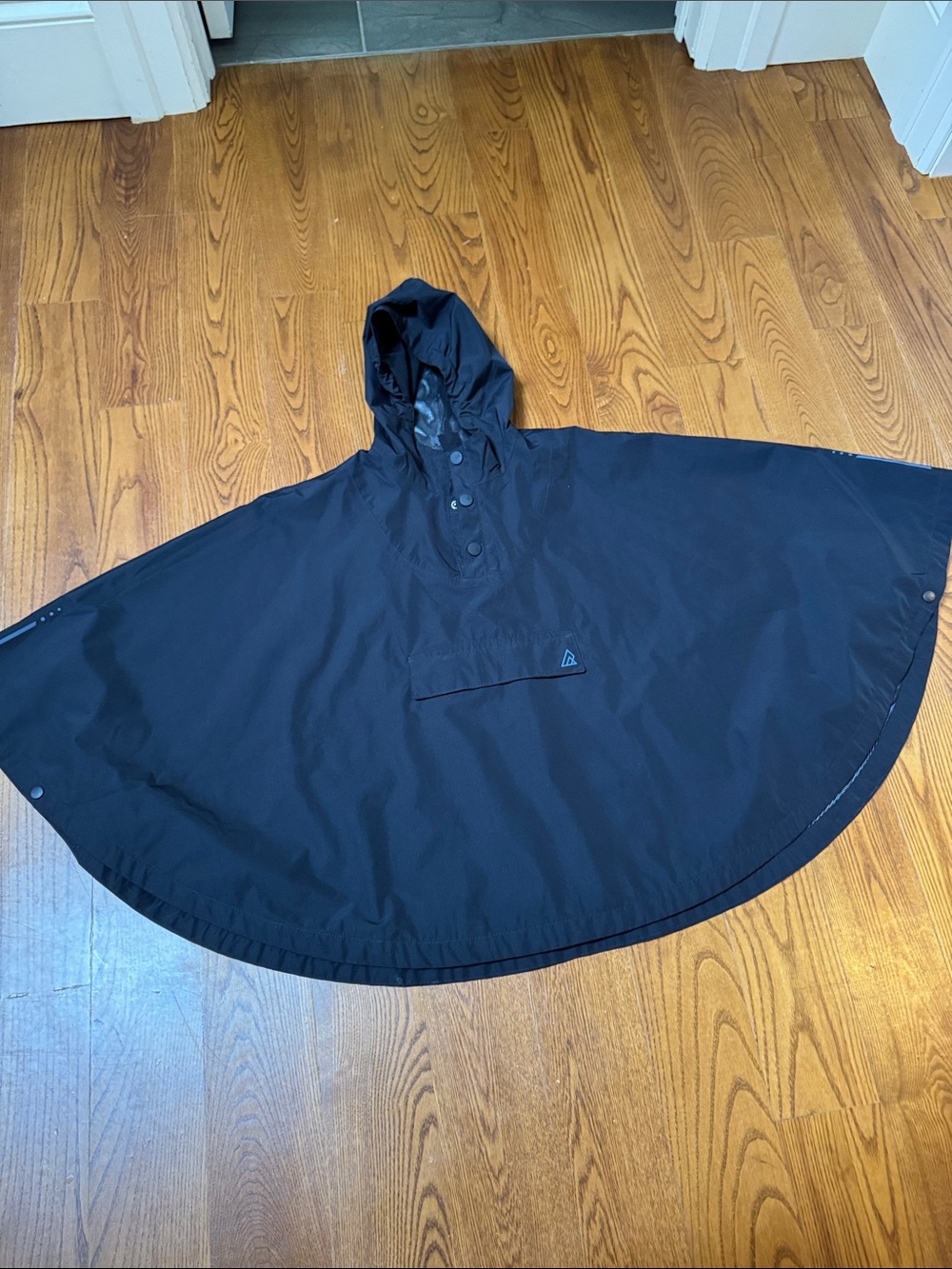 Black Hooded Rain Poncho